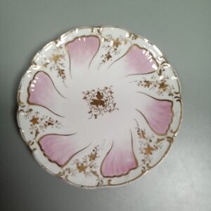 Antique Nippon Hand Painted Pink Gold Moriage Porcelain Plate 6.25 Inch Japan